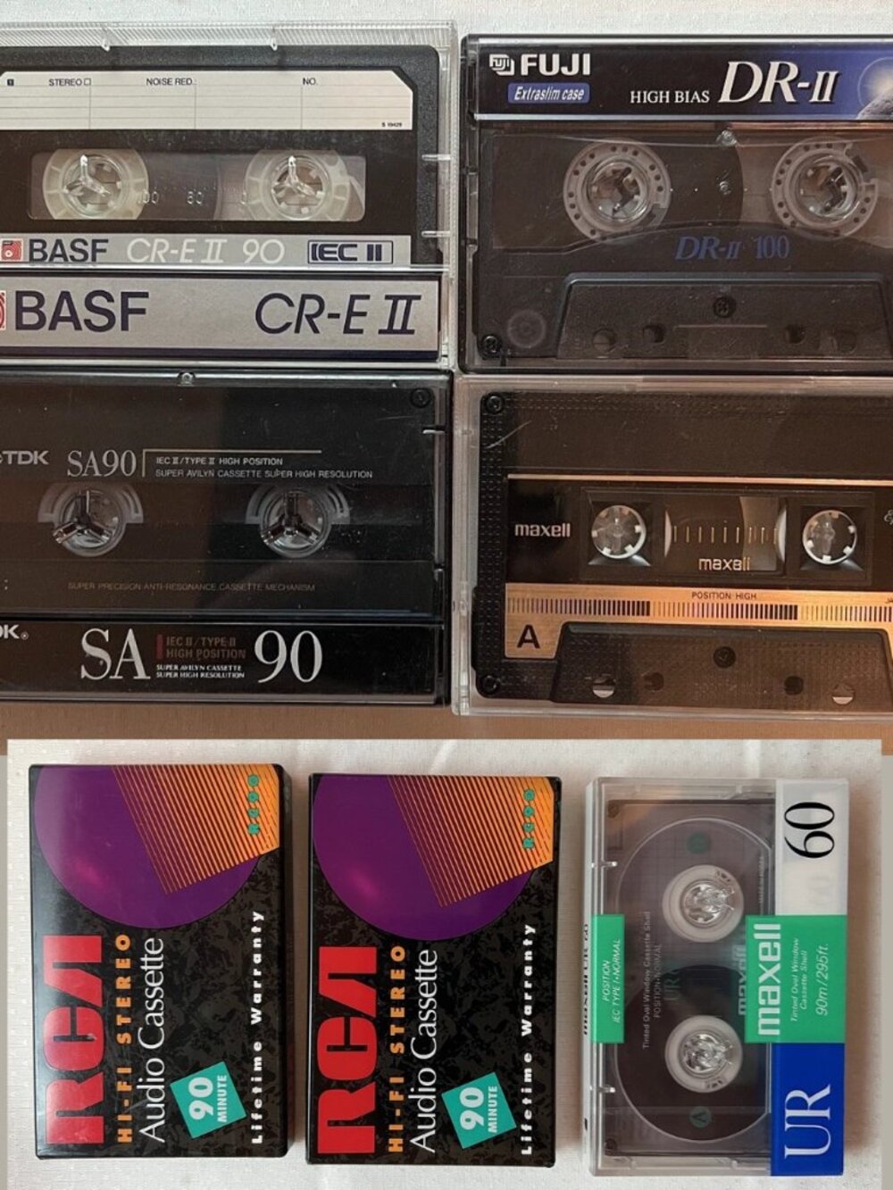 Lot of 4 IEC Type II Cassettes Taped Once + 3 IEC Type I Cassettes New Sealed